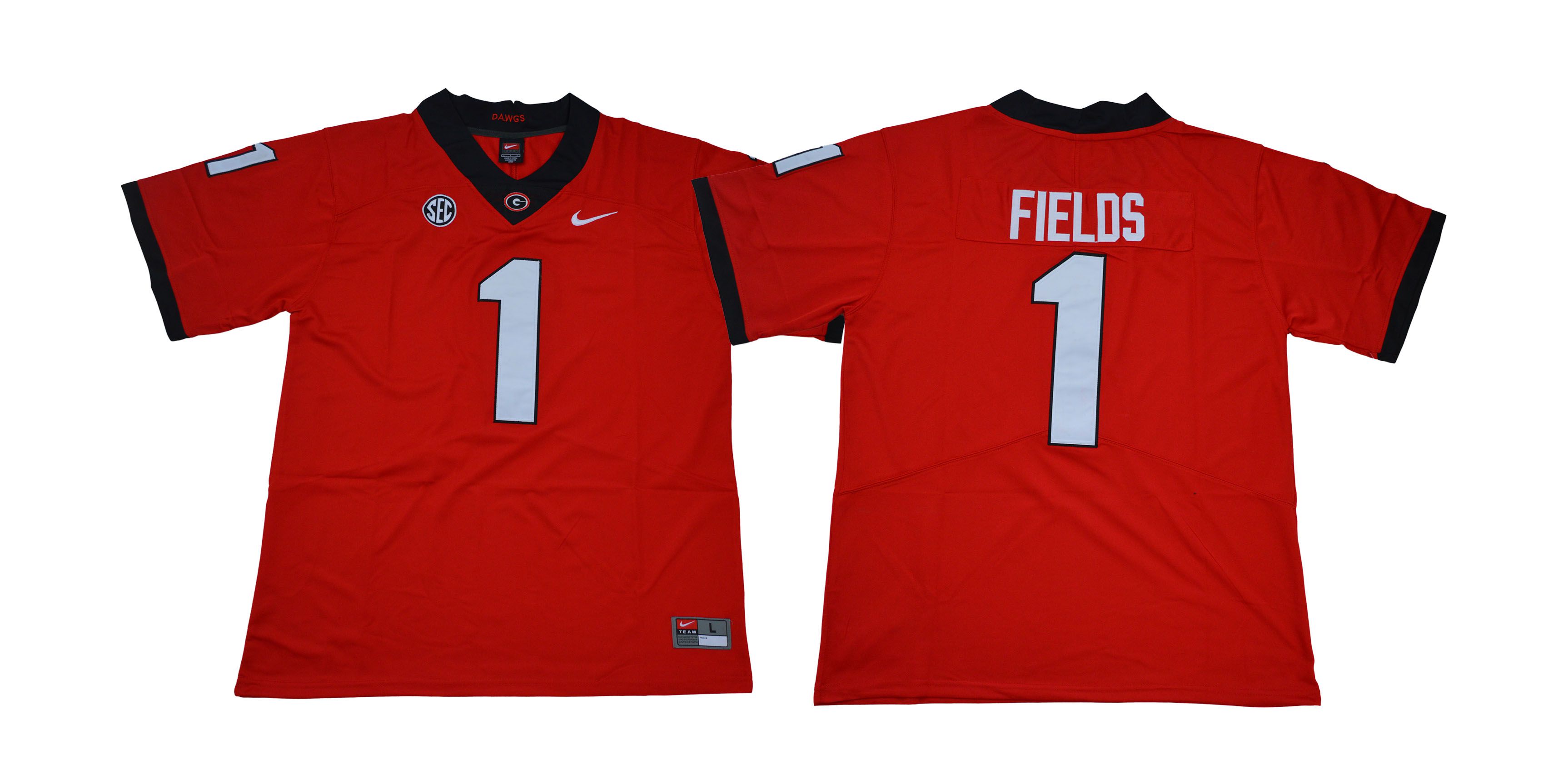 Men Georgia Bulldogs 1 Fields Red NCAA Jerseys